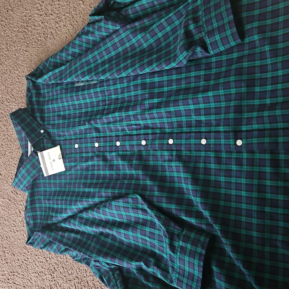 Men's Green and Blue Plaid Shirt
